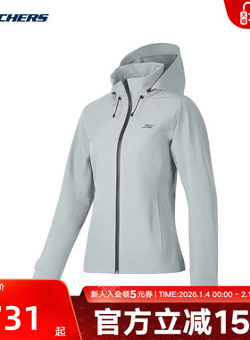 Skechers斯凯奇女夹克简约运动服梭织防风连帽外套 P424W225/028Q