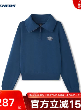 Skechers斯凯奇半拉链学院风套头衫冬女卫衣 L425W035/04PT