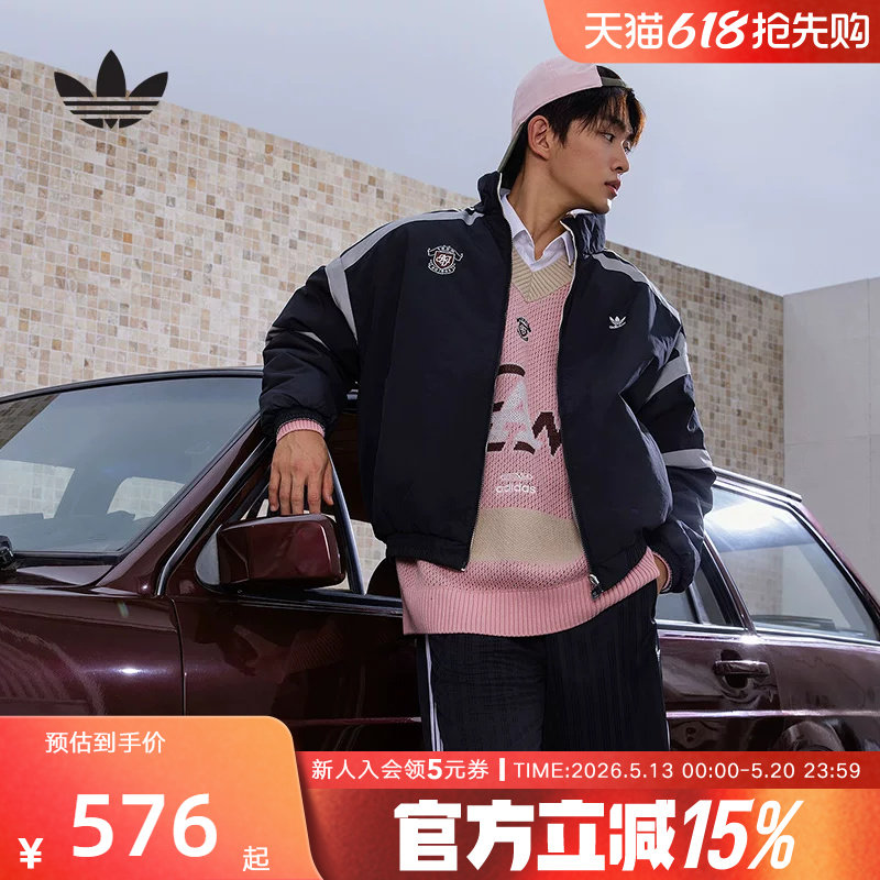 adidas阿迪达斯三叶草冬男子双面穿夹克运动休闲棉服外套KC0