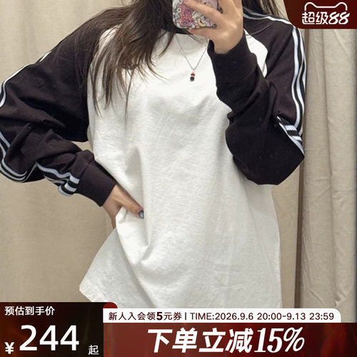 adidas阿迪达斯三叶草休闲棉质运动长袖春男复古圆领T恤 HZ3829