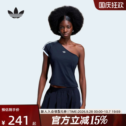 adidas阿迪达斯三叶草露肩斜肩半袖女Adilenium 5.0短袖T恤KY5180