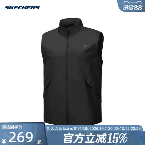 Skechers斯凯奇26夏季男士背心立领拉链无袖时尚舒适外套P326M028