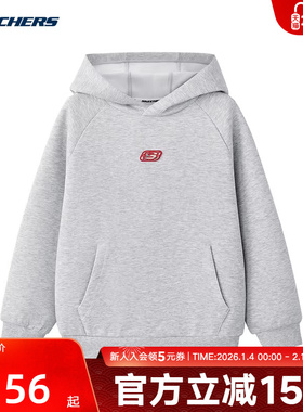 Skechers斯凯奇卫衣男女儿童跃动新春套头连帽上衣L126K006/04A6