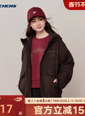 Skechers斯凯奇棉服26新款男女同款秋冬宽松外套 L126U002/05U5