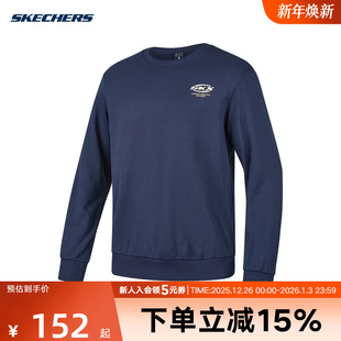 P424U043 中性印花针织运动套头卫衣 002Z 新款 Skechers斯凯奇冬季