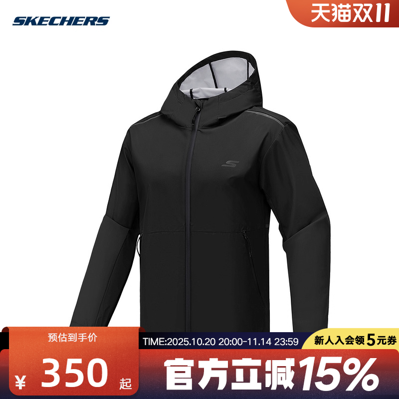 Skechers斯凯奇秋季新款男运动休闲连帽梭织外套 P325M029/0018