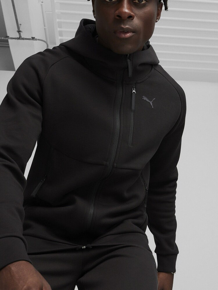 PUMA 재킷 남자 봄 2024 새로운 단색 작은 라벨 지퍼 후드 스포츠 재킷 626143-01