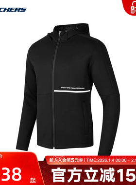 Skechers斯凯奇春季男子休闲舒适运动针织连帽外套 P123M006/0018