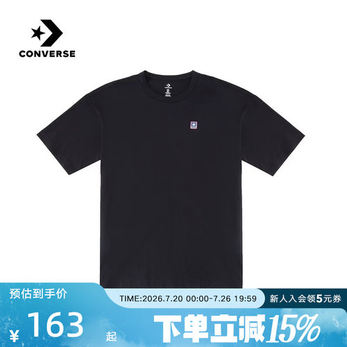 Converse匡威情侣款运动休闲短袖圆领简约百搭黑色T恤UCJ437-023