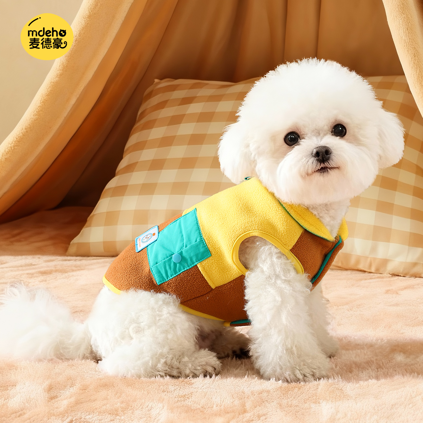 狗狗衣服拼色冬季小狗衣服比熊泰迪小型犬冬天宠物牵引马甲秋冬款