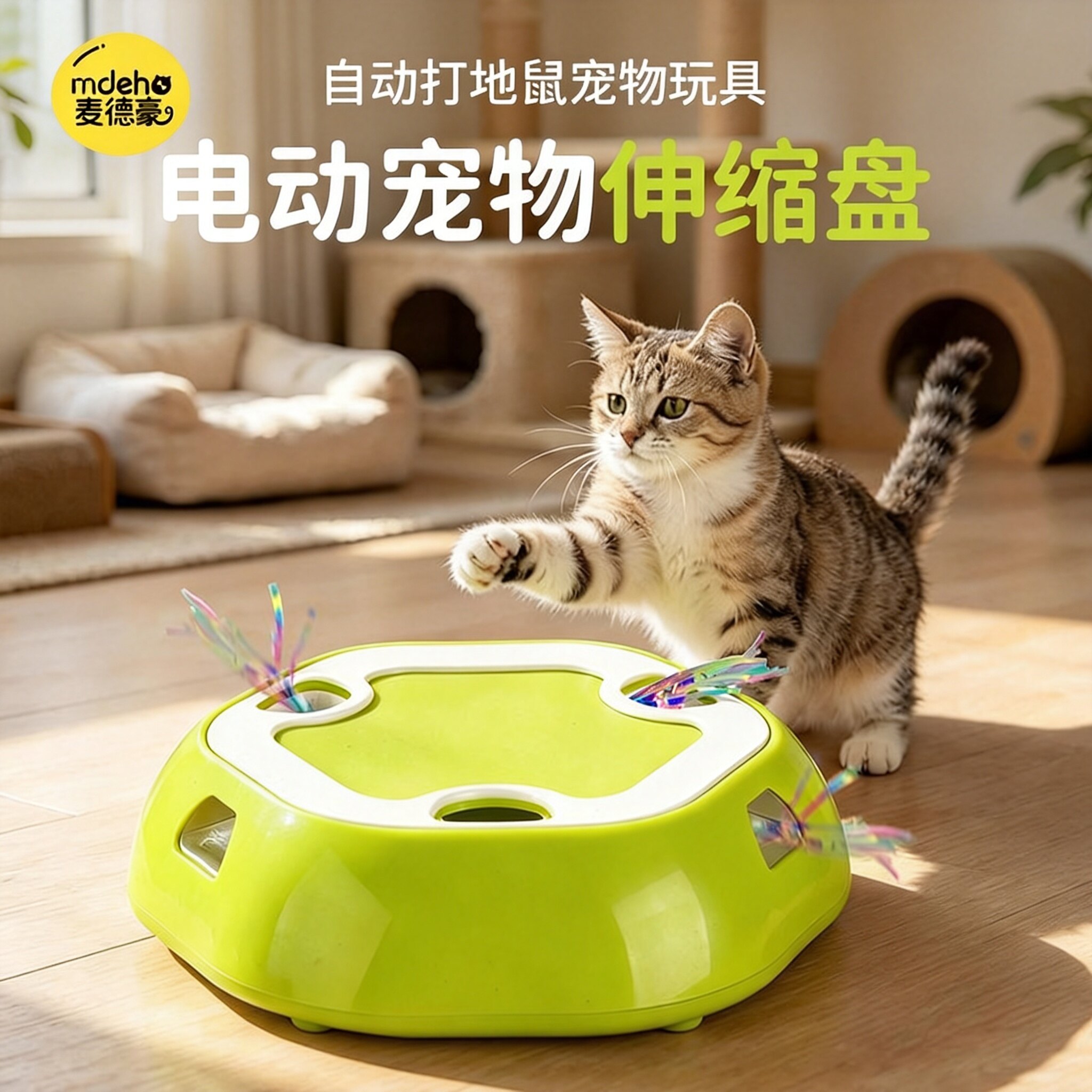 电动猫玩具打地鼠机猫咪自嗨解闷消耗体力智能宠物用品自动逗猫棒图片