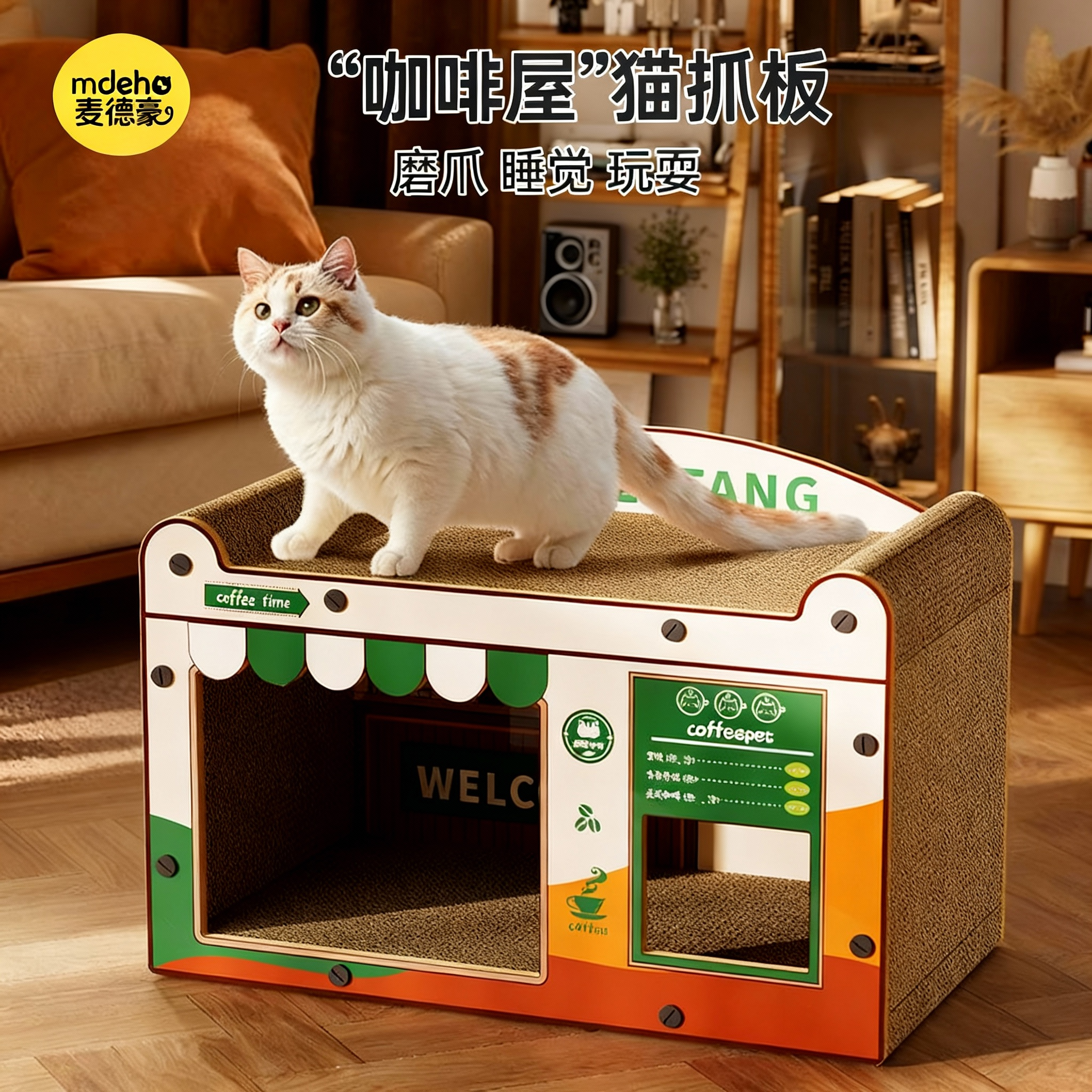 猫窝猫抓板不掉屑双层瓦楞纸猫爪板一体耐抓耐磨不易掉屑用品玩具