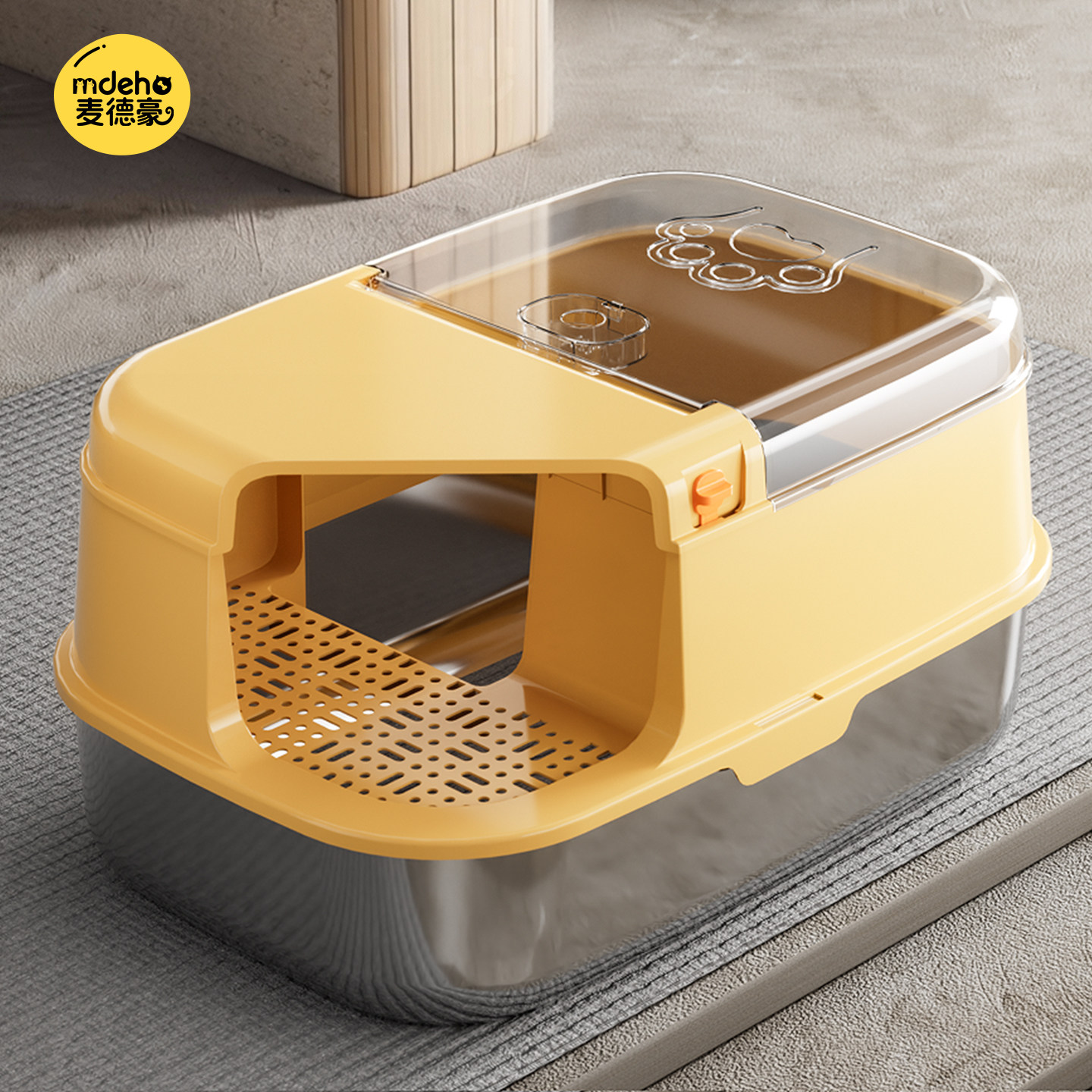 不锈钢猫砂盆超大号防外溅防臭全封闭猫沙盆走廊式掀盖宠物猫厕所