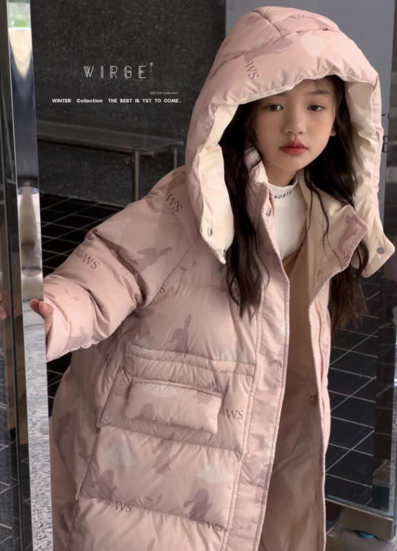 韦氏儿童中长款羽绒服女童外套原创公主风白鸭绒加厚款潮童装