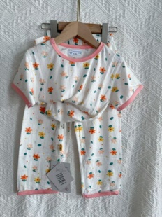 清仓左羽童夏季短袖七分裤奥戴尔家居服套装男宝空调服睡衣两件套