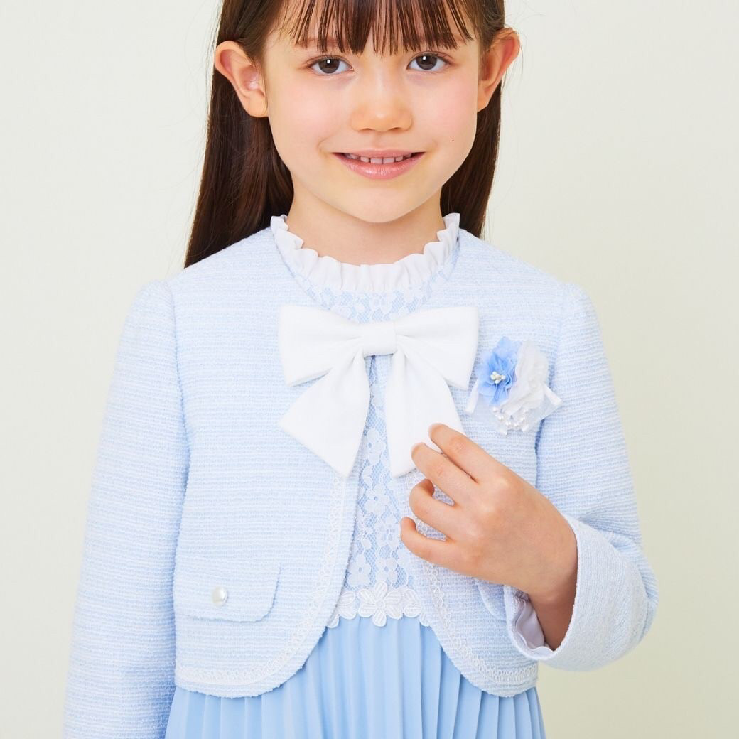 日本外贸甜美洋气精品外套女童小童小香风秋款配蝴蝶结礼服表演服