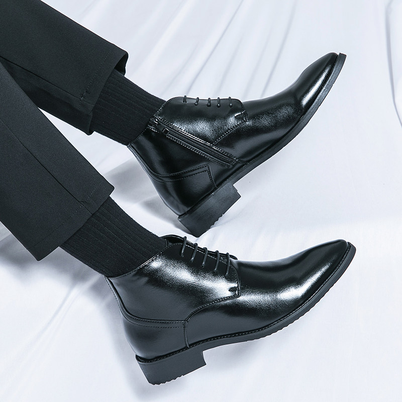皮鞋男高帮尖头商务正装马丁靴内增高2026新款皮靴新郎结婚鞋男款,流行男鞋,马丁靴,淘宝优惠券,粉丝福利购,淘宝优惠卷