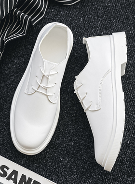 全白色小皮鞋男生商务西装工作上班学生演出青年结婚伴郎摄影潮鞋
