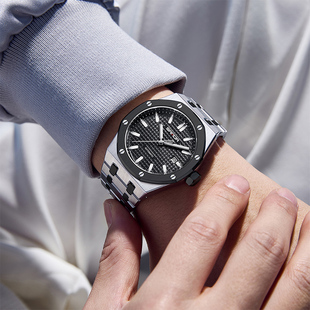 高颜值男士商务大表盘机械手表轻奢百搭大气质陀飞轮镂空日志腕表