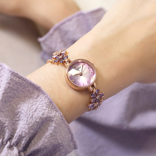 手链式女士手表小巧精致小表盘气质腕表时尚紫藤花女表学生初高中