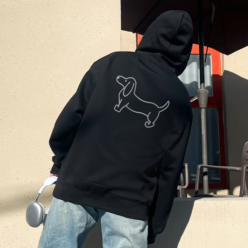 连帽卫衣男女款线条狗狗纯棉长袖