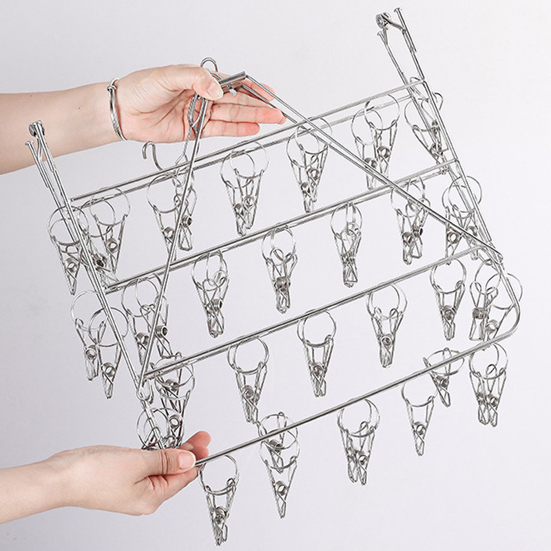 纯色不锈钢加厚衣帽间衣橱家用折叠多夹子成人儿童内衣裤晾晒袜架,收纳整理,金属衣架,淘宝优惠券,粉丝福利购,淘宝优惠卷