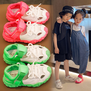 时尚 镂空女童休闲鞋 2022夏季 子软底男童包头凉鞋 新款 儿童运动鞋