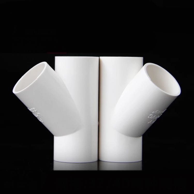 UPVC塑料给水管配件斜三通45度三通 20 25 32 40mm1寸1.2寸蓝白灰