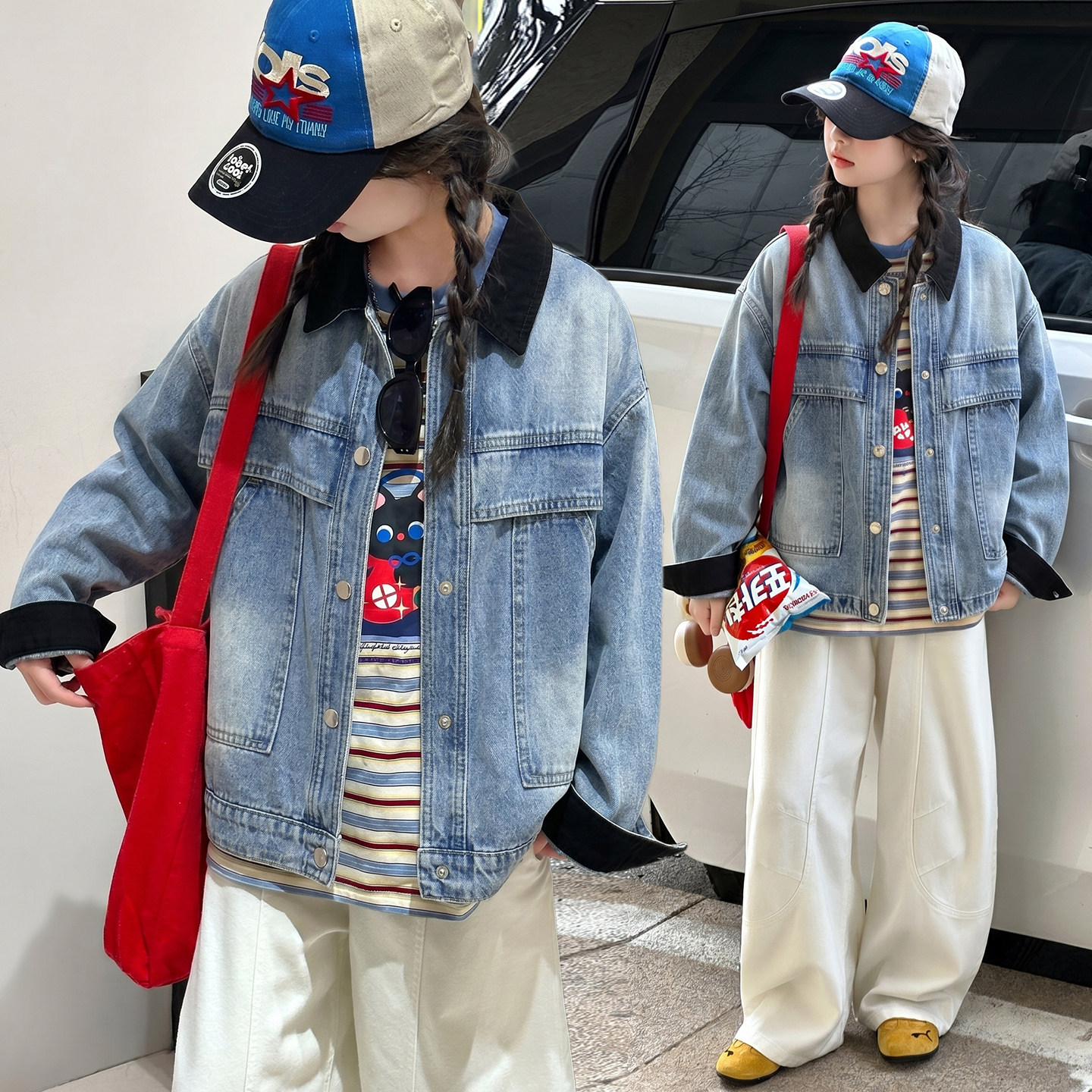女童牛仔外套韩版春秋季中大童洋气宽松休闲百搭夹克上衣