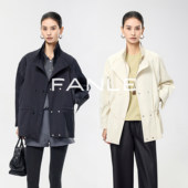 FANLE 可收腰风衣外套 短款 STUDIOS早春都市时髦双层领 假两件