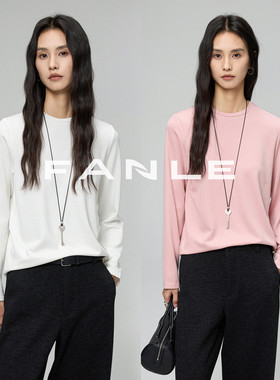 FANLE STUDIOS【刚需打底】醋酸羊毛加绒保暖及简ROW风圆领长袖T