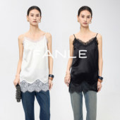 FANLE STUDIOS叠穿神器 进口醋酸流光感垂感水溶蕾丝中长吊带背心