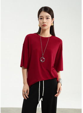 FANLE STUDIOS进口匹马棉RO*W风及简圆领宽松廓形五分短袖大T恤