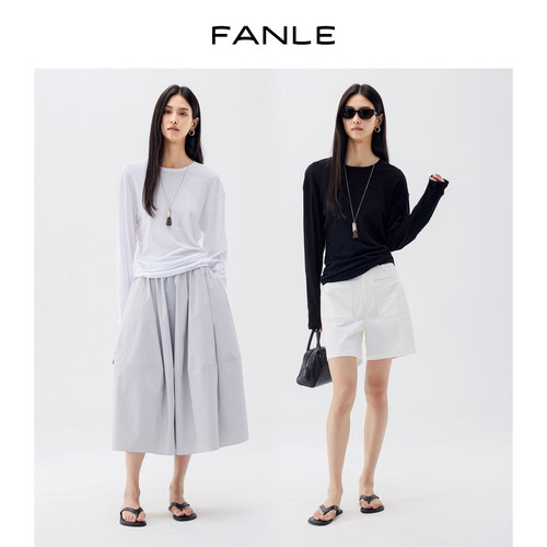 FANLE STUDIOS【堆褶A4腰T】超细支轻薄强捻棉柔软舒适显瘦防晒T