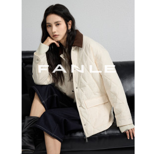 FANLE 夹克复古灯芯绒领棉服外套女 STUDIOS高密加厚再生尼龙工装