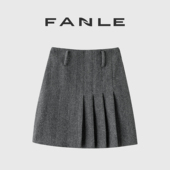 清仓买三免一区 高品质加厚羊毛高腰百褶短裙人字纹遮胯半身裙