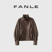 进口鼎级软蜡质感绵羊皮双开拉链立领短款 清仓买三免一区 皮衣