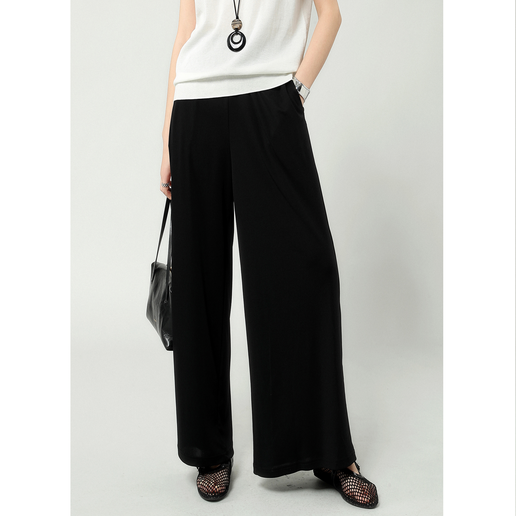 FANLESTUDIOS宽松三醋酸阔腿裤