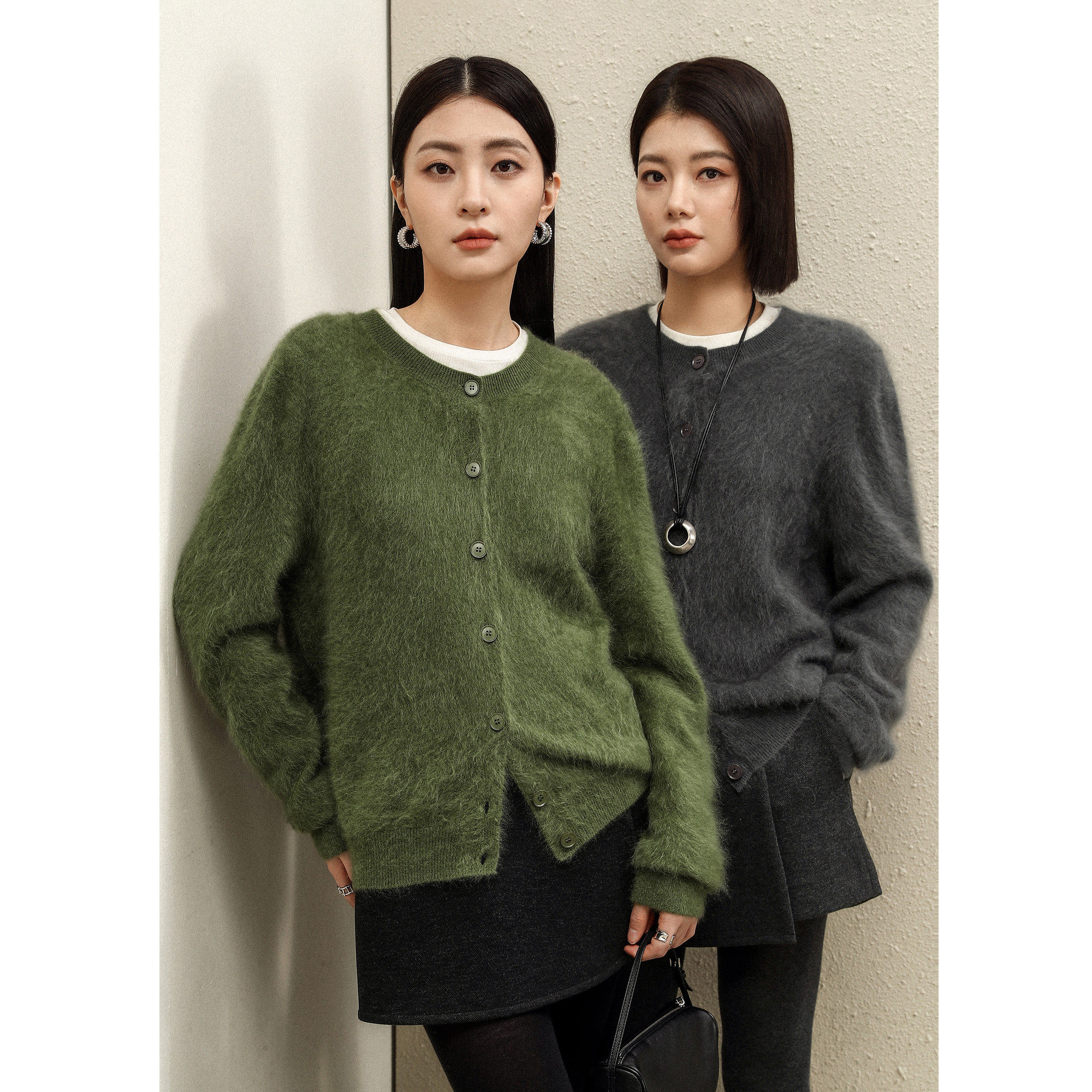 FANLE STUDIOS甄选100%水洗白山羊绒拉毛开衫百搭宽松针织羊绒衫,女装/女士精品,羊绒衫,淘宝优惠券,粉丝福利购,淘宝优惠卷