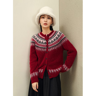 FANLE STUDIOS进口羊驼毛软糯亲肤VTG复古宽松费尔岛宽松针织开衫