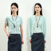 短袖 FANLE STUDIOS轻薄呼吸感真丝棉马卡龙色系叠穿百搭防晒开衫