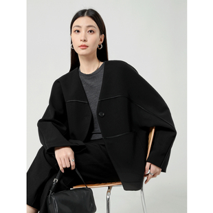 西装 料无领醋酸拼条廓形短款 时髦气质外套 STUDIOS原厂DIO FANLE