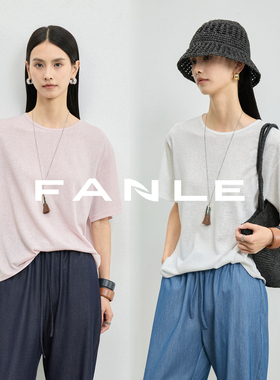FANLE STUDIOS裸感0压软垂真丝亚麻棉圆领宽松ROW风清凉短袖T恤