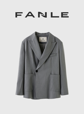 断码清仓不退换春季时髦一粒扣枪驳领宽松高级感混色肌理西装外套