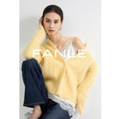 FANLE STUDIOS进口定染super级马海毛羊毛不扎抗起球麻花毛衣开衫