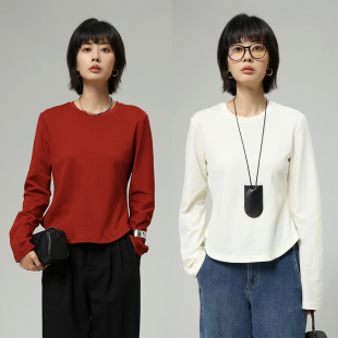 显瘦圆领百搭亲肤长袖 FANLE 三醋酸A4腰立体修身 口碑 T恤 STUDIOS