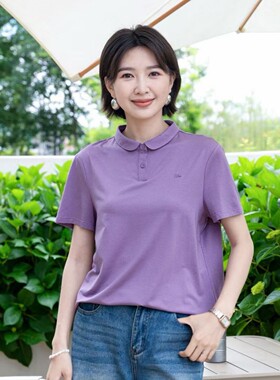 短袖韩版薄款刺绣高支棉女T恤