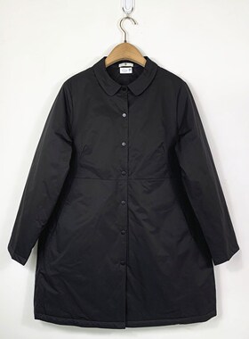 YUN韫2025冬季新款女装翻领中长款通勤宽松极简加厚风衣棉服 6082