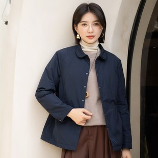棉服6022 女翻领单排扣通勤收腰夹棉女防风外套 YUN韫2025冬季 新款