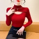 长袖 半高领毛衣打底衫 女秋冬性感镂空钉珠针织衫 气质显瘦内搭上衣